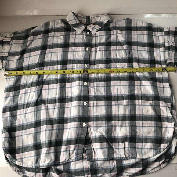 MADEWELL Womens Button Down Plaid Boxy Short Sleeve Shirt Size Small - Picture 4 of 15